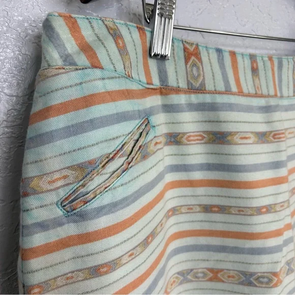 Ryan Michael Skirt Southwestern Blue Red Cotton Raw Hem Aztec Print Women's 4 - Picture 3 of 7